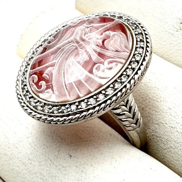 Signed EA Sterling Silver Red Carved Intaglio Ring Size 9 Weight 11 Grams - Picture 3 of 5